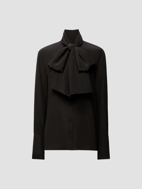 Another Tomorrow Women's Signature Bow Blouse - Black