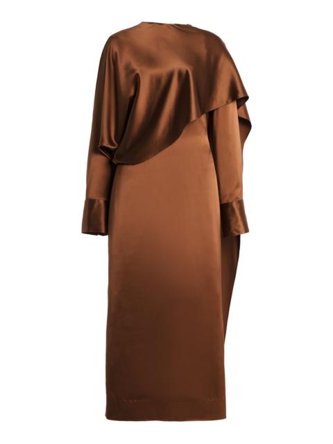 HEIRLOME Exclusive Carmen Silk Maxi Cape Dress tan