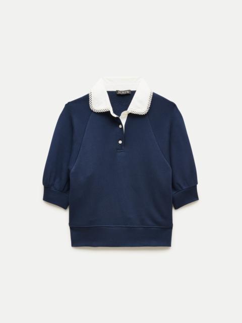 J.CREW Heritage Terry sweatshirt polo with eyelet collar
