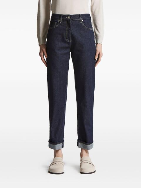 PESERICO cuffed five-pocket denim jeans