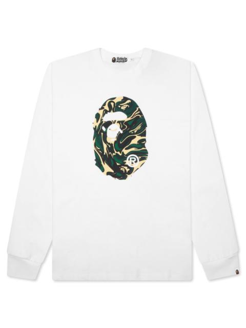 MARBLING CAMO APE HEAD RELAXED FIT L/S TEE - WHITE