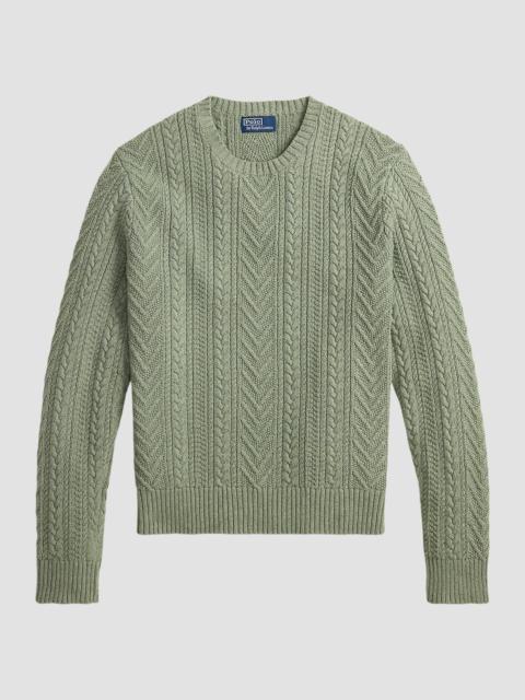 Polo Ralph Lauren Men's Aran-Knit Cotton-Linen Sweater - Fern Green Combo