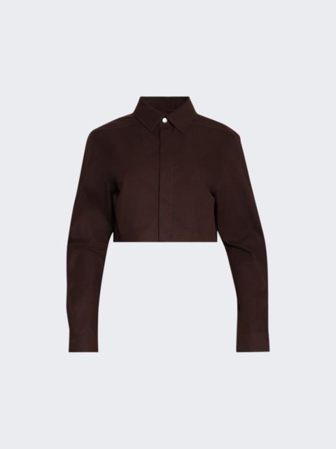 Rick Owens Woven Cropped Outershirt Mahogany