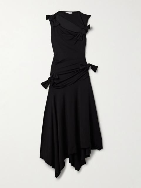 Acne Studios Asymmetric knotted cutout stretch-crepe midi dress Black