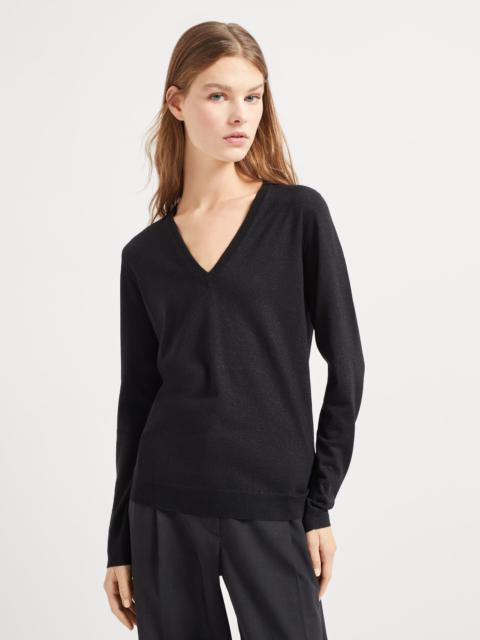 Cashmere and silk sparkling lightweight sweater