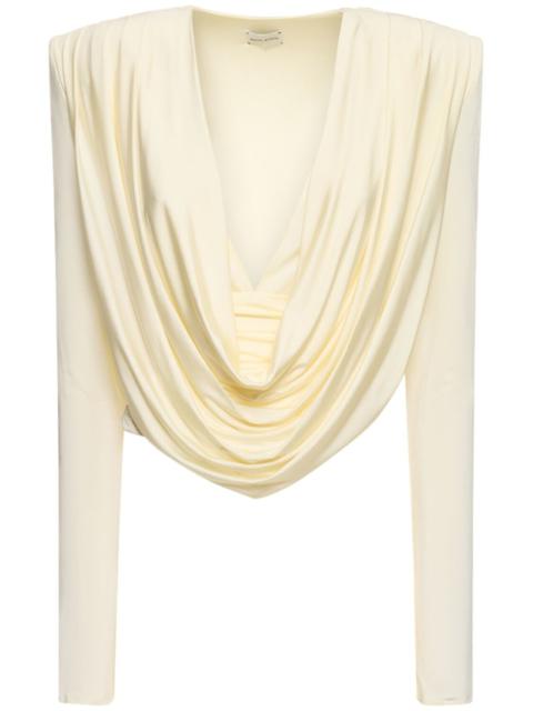 Draped jersey long sleeve top