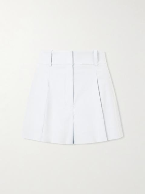 VERONICA BEARD Craig Pleated Cotton-blend Twill Shorts