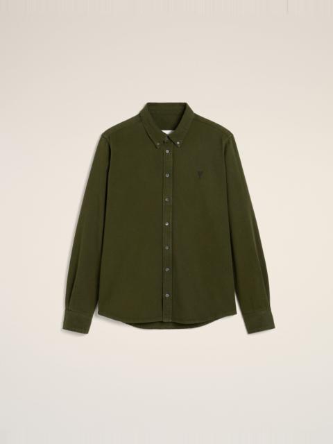 AMI Paris GREEN COTTON BUTTON-DOWN AMI DE COEUR SHIRT