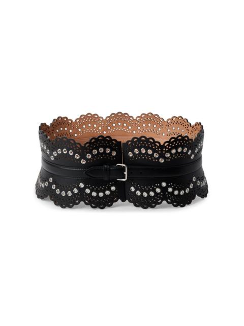 Alaïa eyelet-embellished perforated leather belt