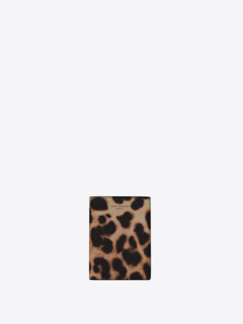 Saint Laurent Paris FRAGMENTS zip card case in leopard-print