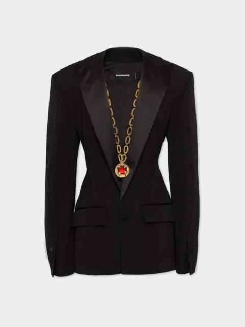 DSQUARED2 STRETCH WORSTED WOOL FLIPSIDE BLAZER DRESS