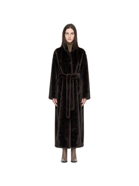 The Frankie Shop Brown Ravello Faux-Fur Robe Coat