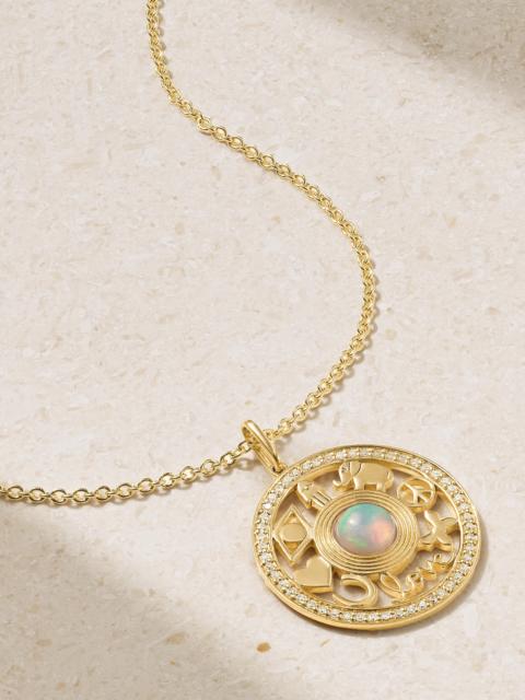 SYDNEY EVAN Open Icon 14-karat Gold, Opal And Diamond Necklace