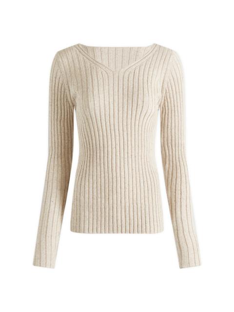 AURALEE Auralee Rib Knit V-Neck Pullover