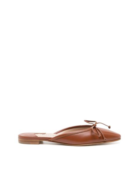 bow-detail flat leather mules