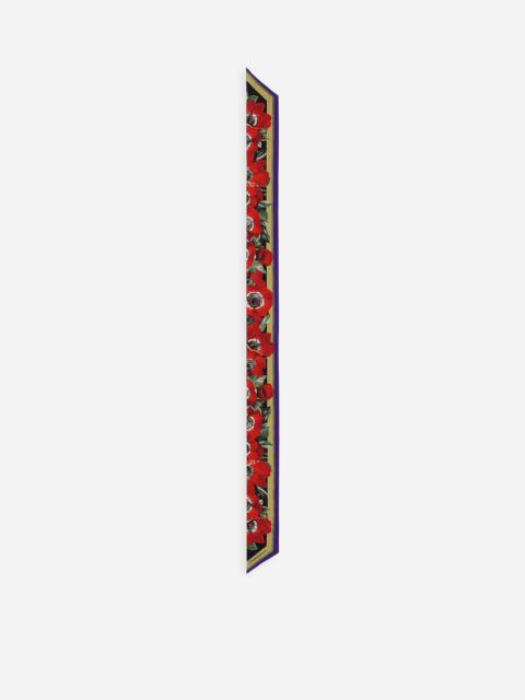 Anemone-print twill headscarf (6 x 100)