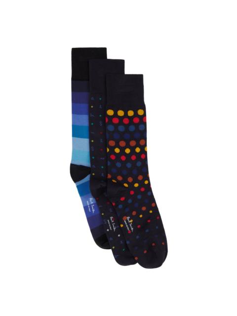Three-Pack Blue Socks