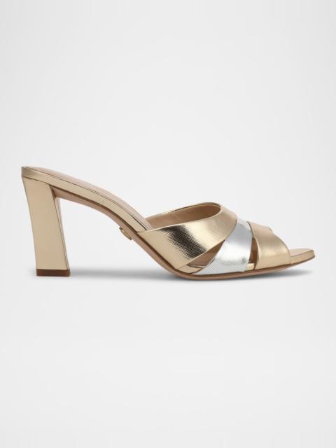 VERONICA BEARD Cassiel Dressel Metallic Leather Caged Mule Sandals