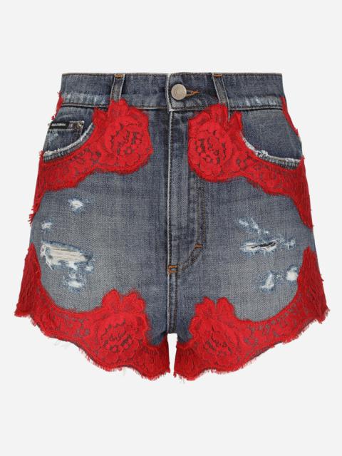 Dolce & Gabbana Denim shorts with lace details