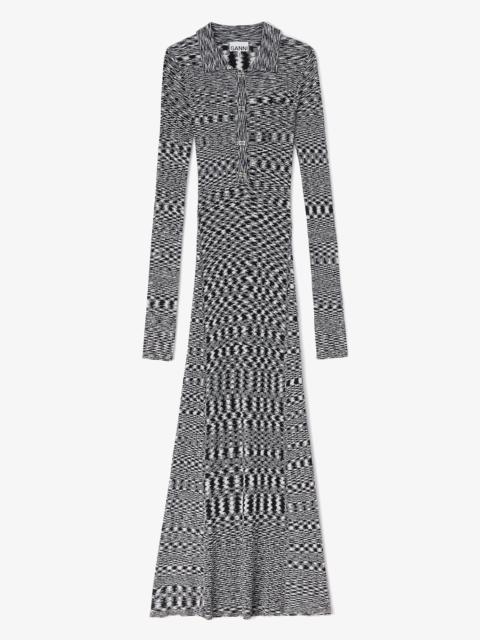 GANNI POLO DRESS IN SPACEDYED KNIT