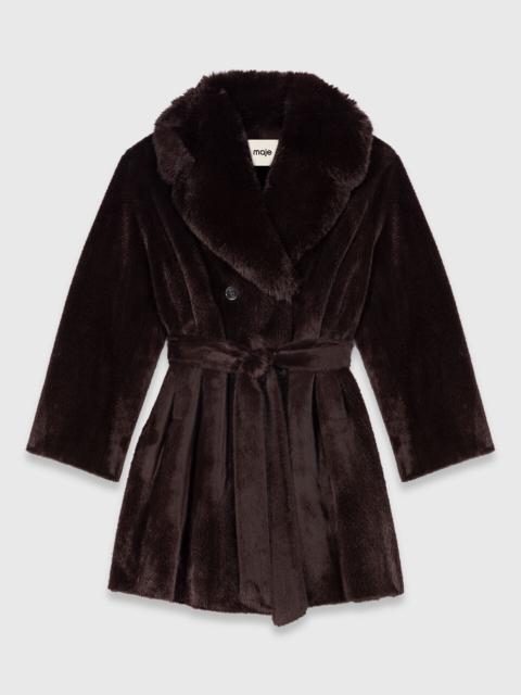 maje Mid-length faux fur coat