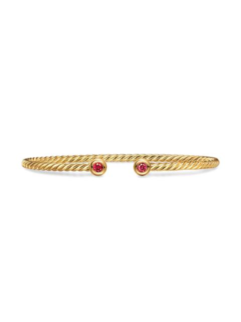 DAVID YURMAN Women's Micro Cablespira Flex Round Bracelet in 18K Yellow Gold - Ruby