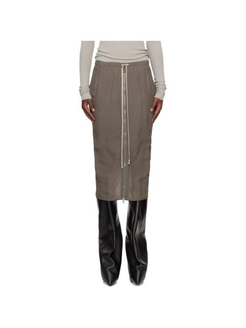 Rick Owens Gray Temple Zipped Short Pillar Midi Skirt
