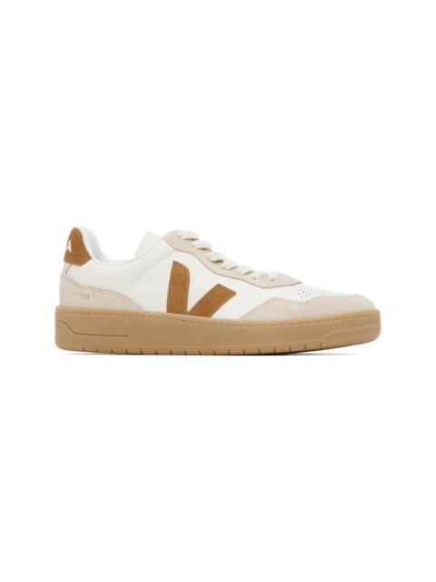 VEJA Off-White & Tan V-90 Leather Sneakers