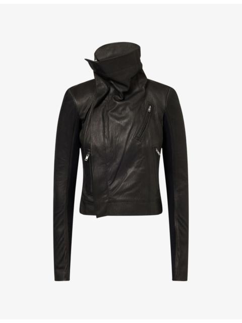 Rick Owens High-Neck Biker Leather Jacket