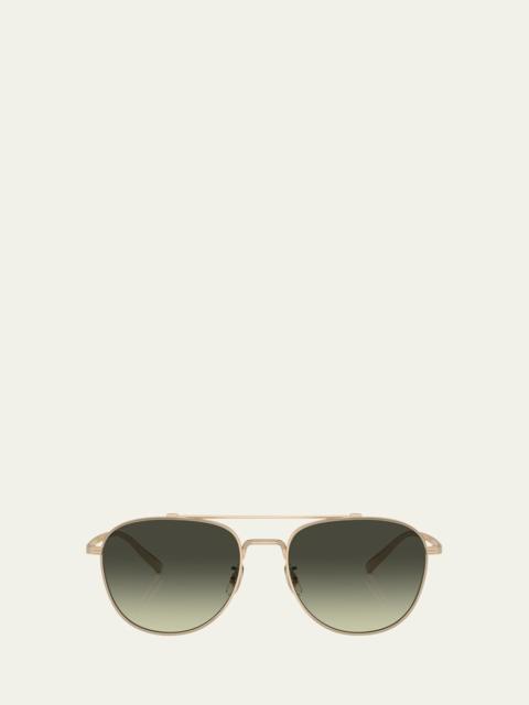 Oliver Peoples Men's Double-Bridge Metal Aviator Sunglasses