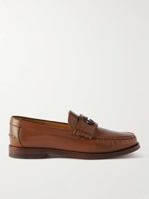 GUCCI Logo-Cutout Leather Penny Loafers