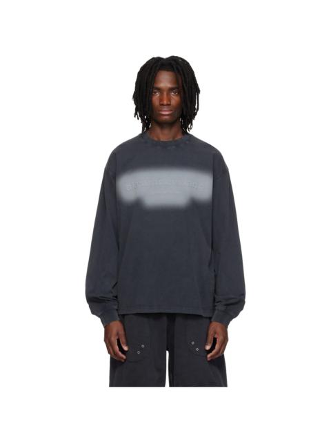 Alexander Wang Black Long Sleeve Embossed Halo T-shirt