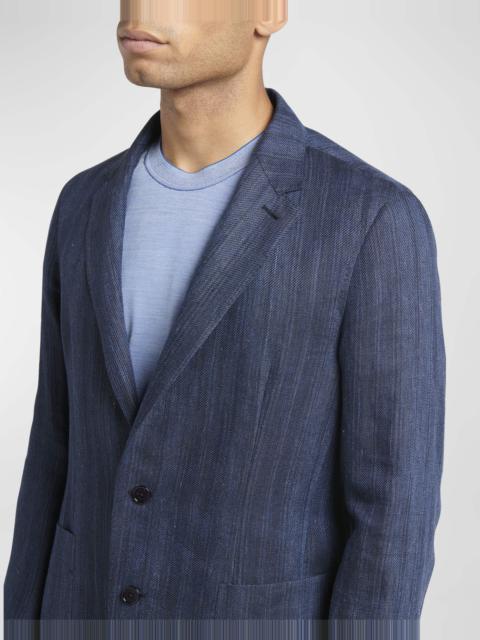 Men's Linen Single-Breasted Shirt Jacket