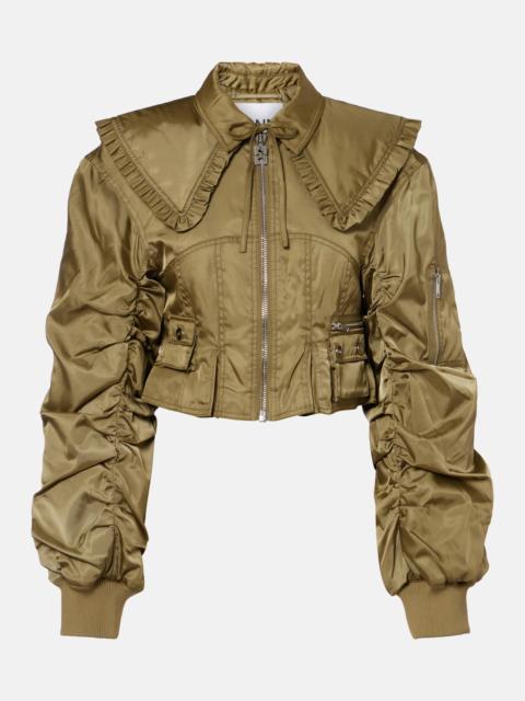 GANNI Cropped ruched bomber jacket