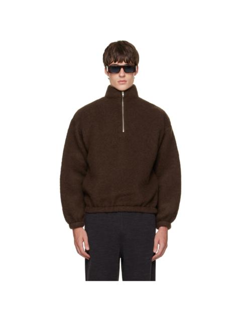 Jil Sander Brown Quarter-Zip Sweater