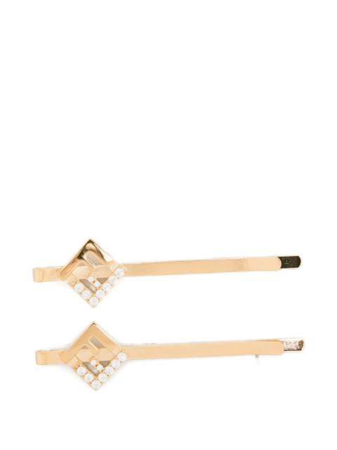 FENDI Fendi FF Crystal-embellished Hair Clips (set Of Two)