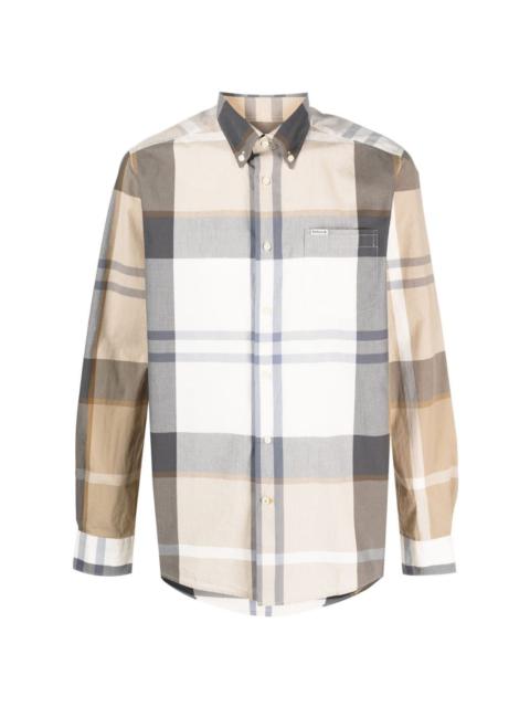 long-sleeve plaid cotton shirt