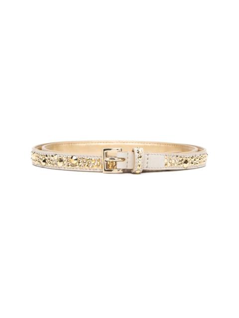 Prada crystal-embellished leather buckle belt