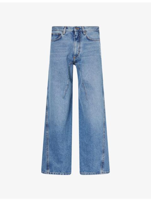 Off-White Twisted Flared-Leg Denim Jeans