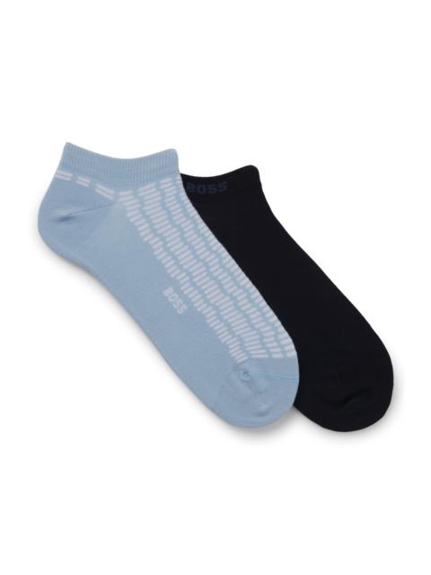 BOSS TWO-PACK OF COTTON-BLEND ANKLE SOCKS WITH LOGOS
