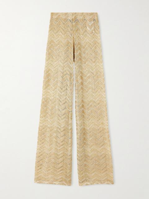 Missoni Metallic Crochet-knit Wide-leg Pants