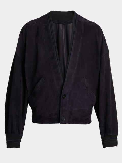 VERSACE Men's V-Neck Leather Blouson