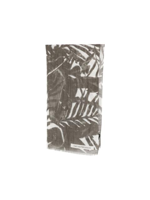 EMPORIO ARMANI leafy-print scarf