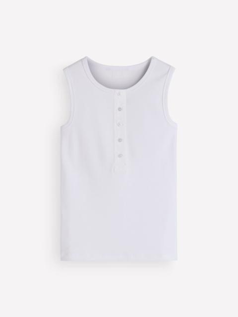 BODEN Crew Neck Henley Tank-White