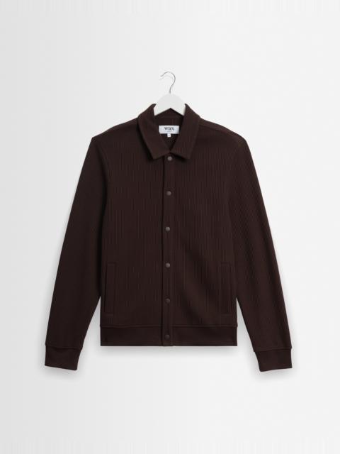 Wax London Hays - Dark Brown Structured Waffle Overshirt