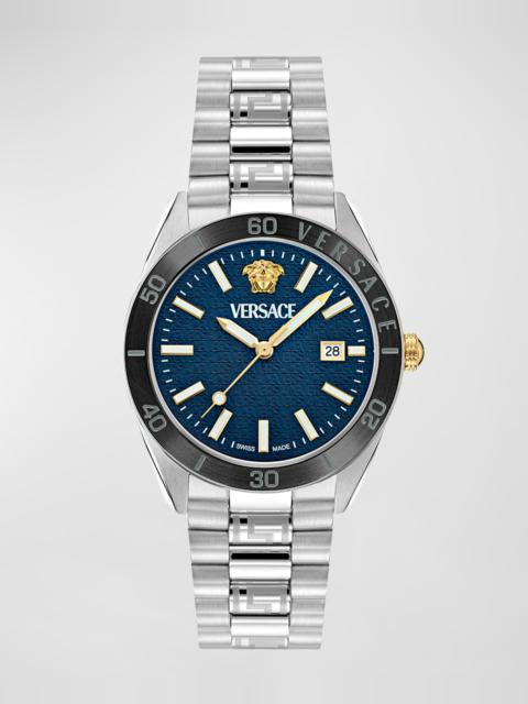 Men's V-Dome Stainless Steel Bracelet Watch, 42mm