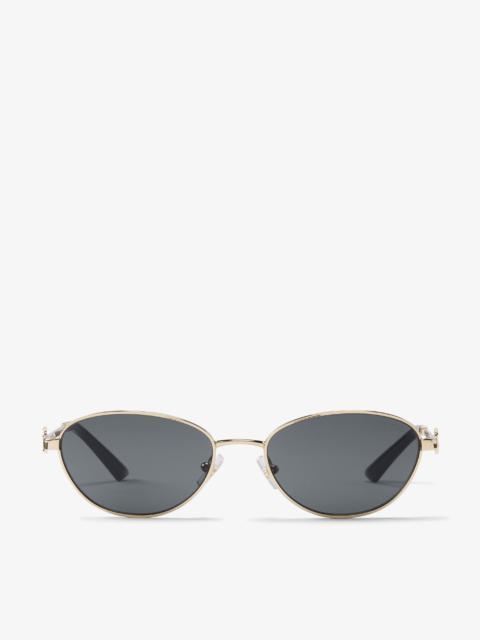 JIMMY CHOO null Pale Gold Metal Oval Sunglasses with Grey Lenses