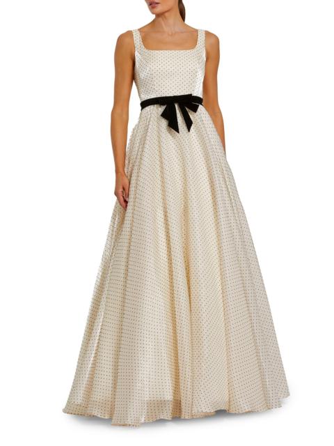 MAC DUGGAL Women's Polka Dot Organza Fit & Flare Ball Gown - Ivory