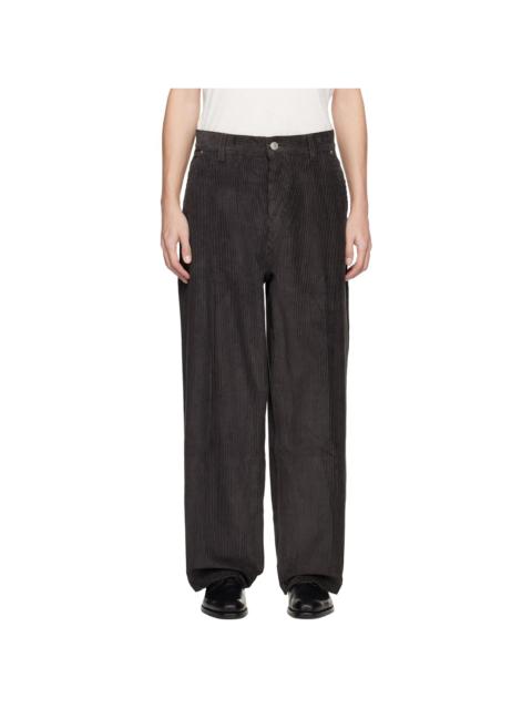 AMI Paris Gray Cotton Large Fit Trousers