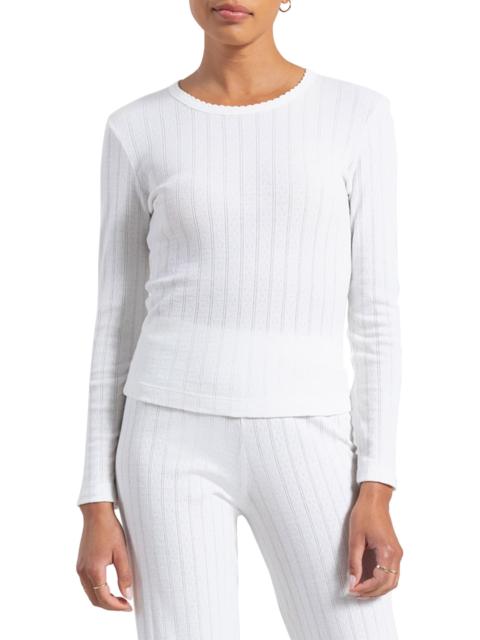 LESET Women's Pointelle Long-Sleeve Top - White